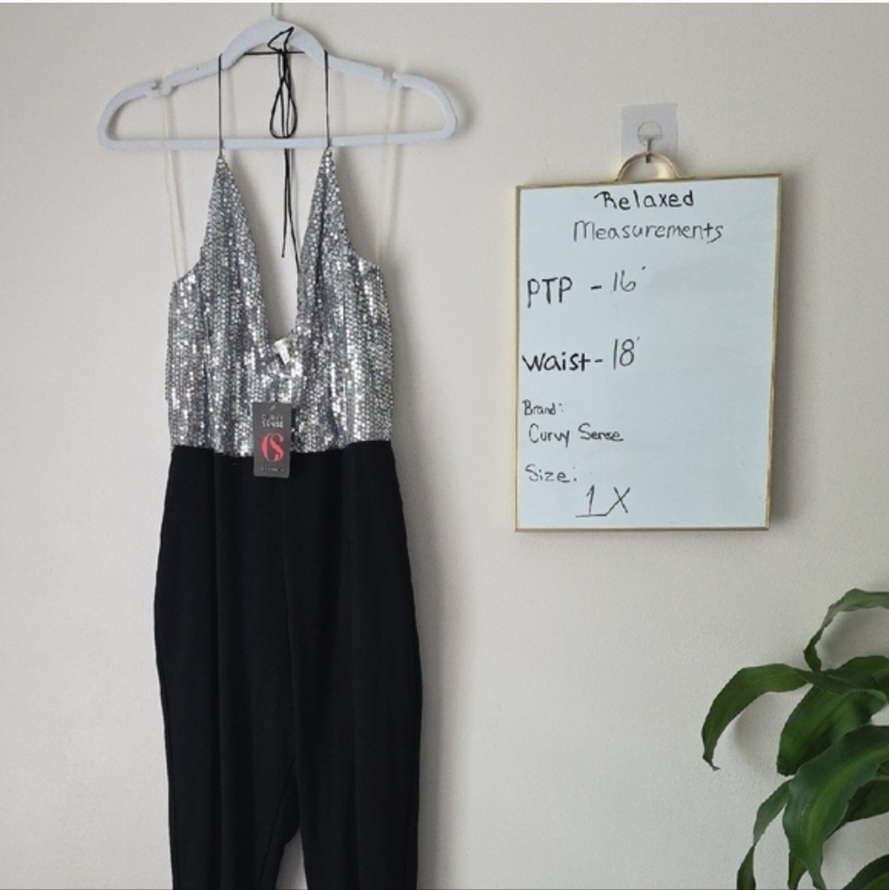 Nwt Curvy Sense 1x Sequin Halter Jumpsuit — image 3 of 7